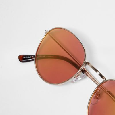 Rose gold tone round sunglasses
